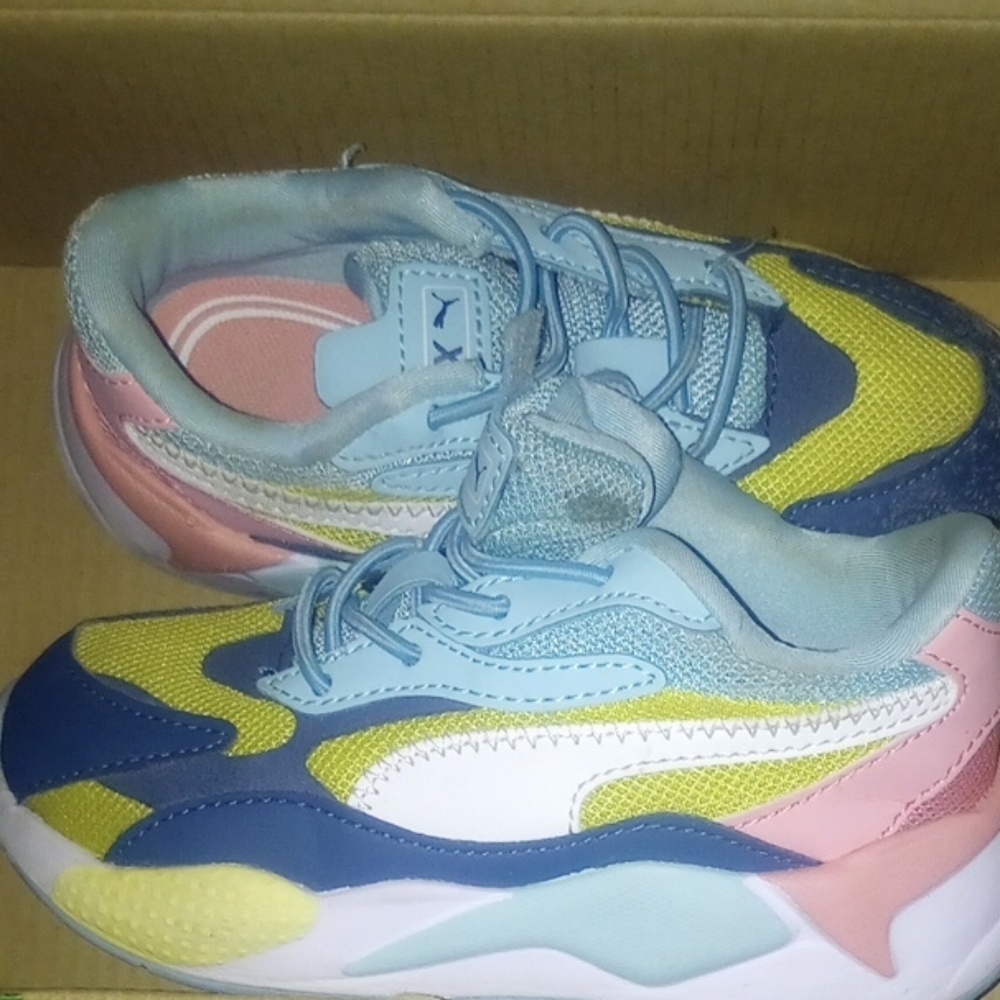 Puma Kids Sneakers in Blue, Yellow, and Pink